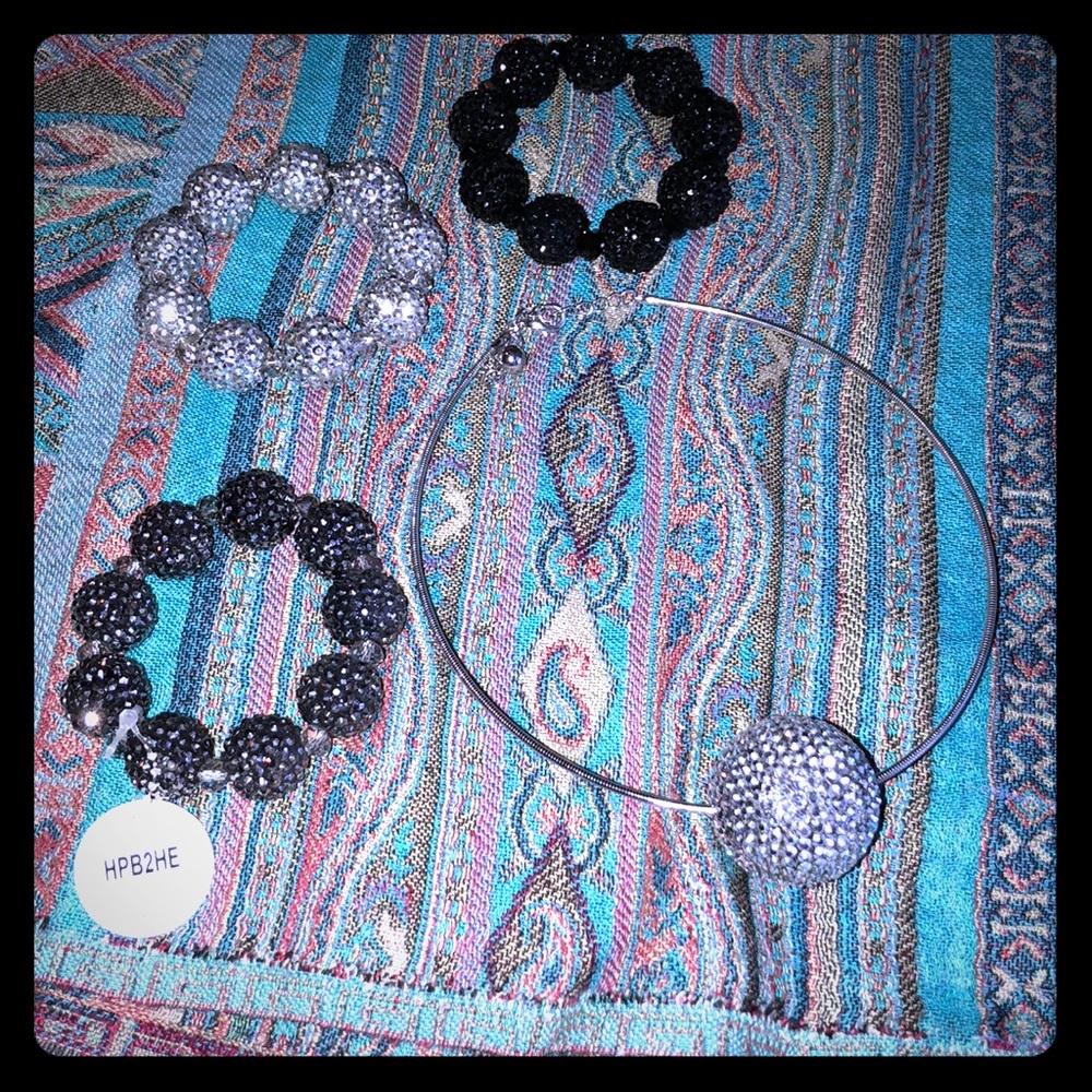 Fun crystal ball bracelets with necklace